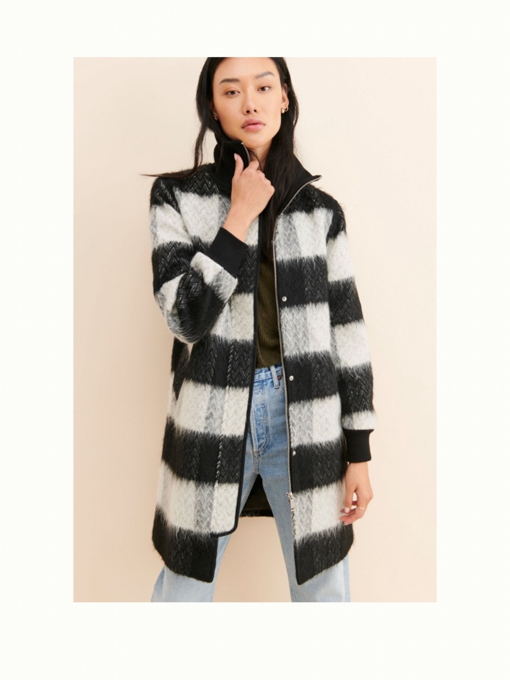 Anthropologie NVLT Brushed Buffalo Plaid Coat L